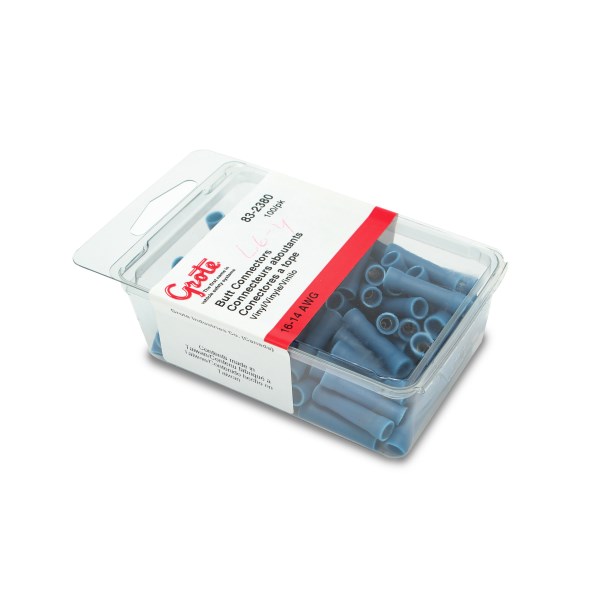 BUTT CONNECTORS,BLUE,16-14 AWG,BOX 100