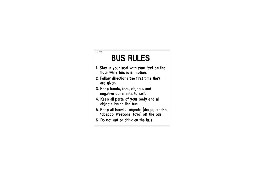 Decal Bus Rules /6X6,Blk&Yellow (E)