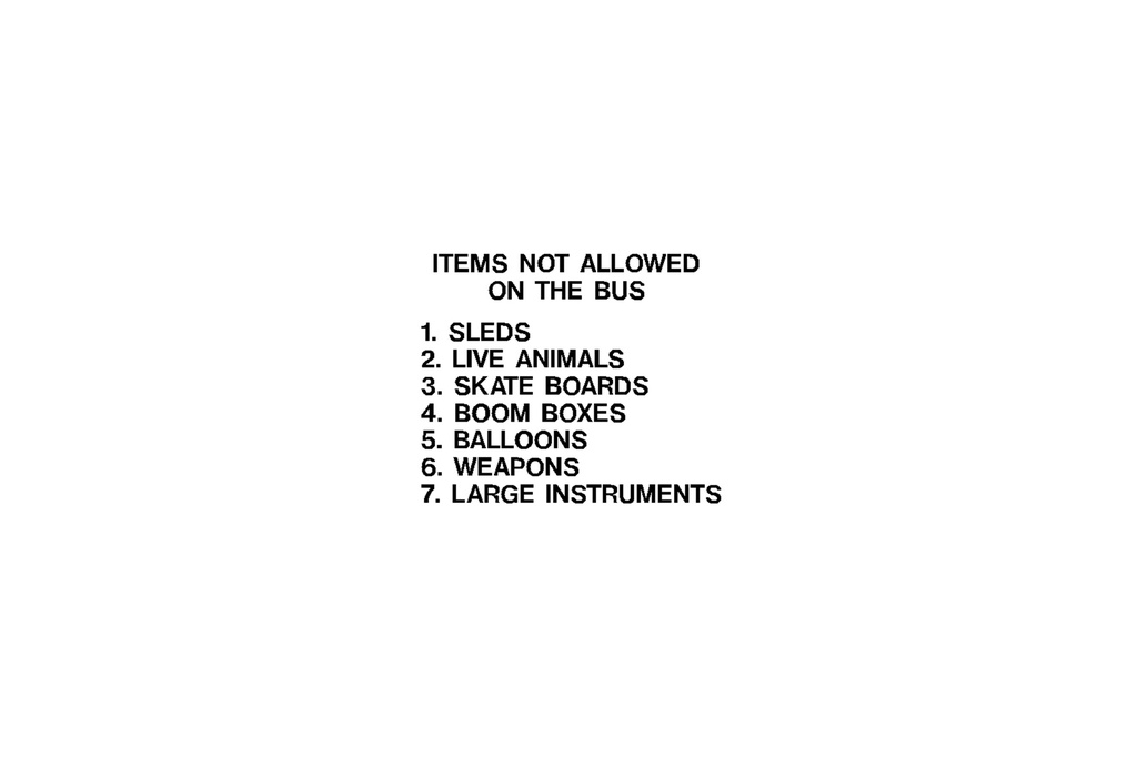 Decal, "Items Not Allowed..."