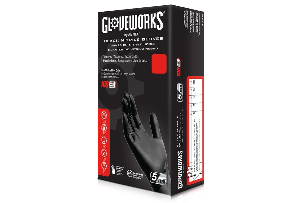 Gloveplus Black Nitrile Pf Ind,Large