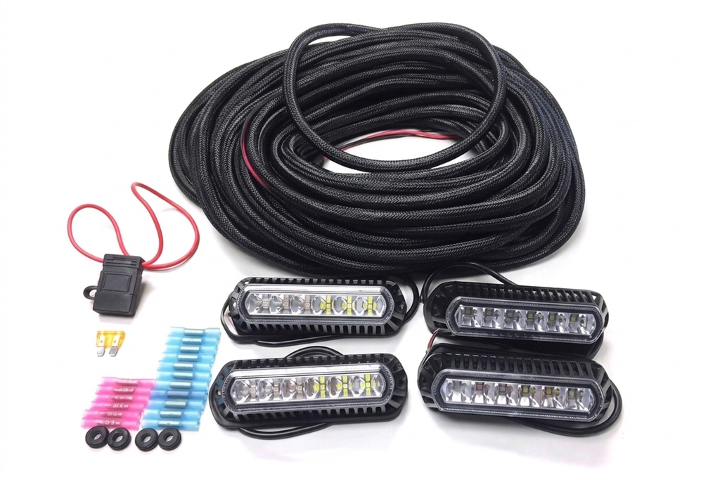 1.9X5.5 Rct Aux Wrn W/Sync Scr Mnt, 4-Red/Red, Install Kit