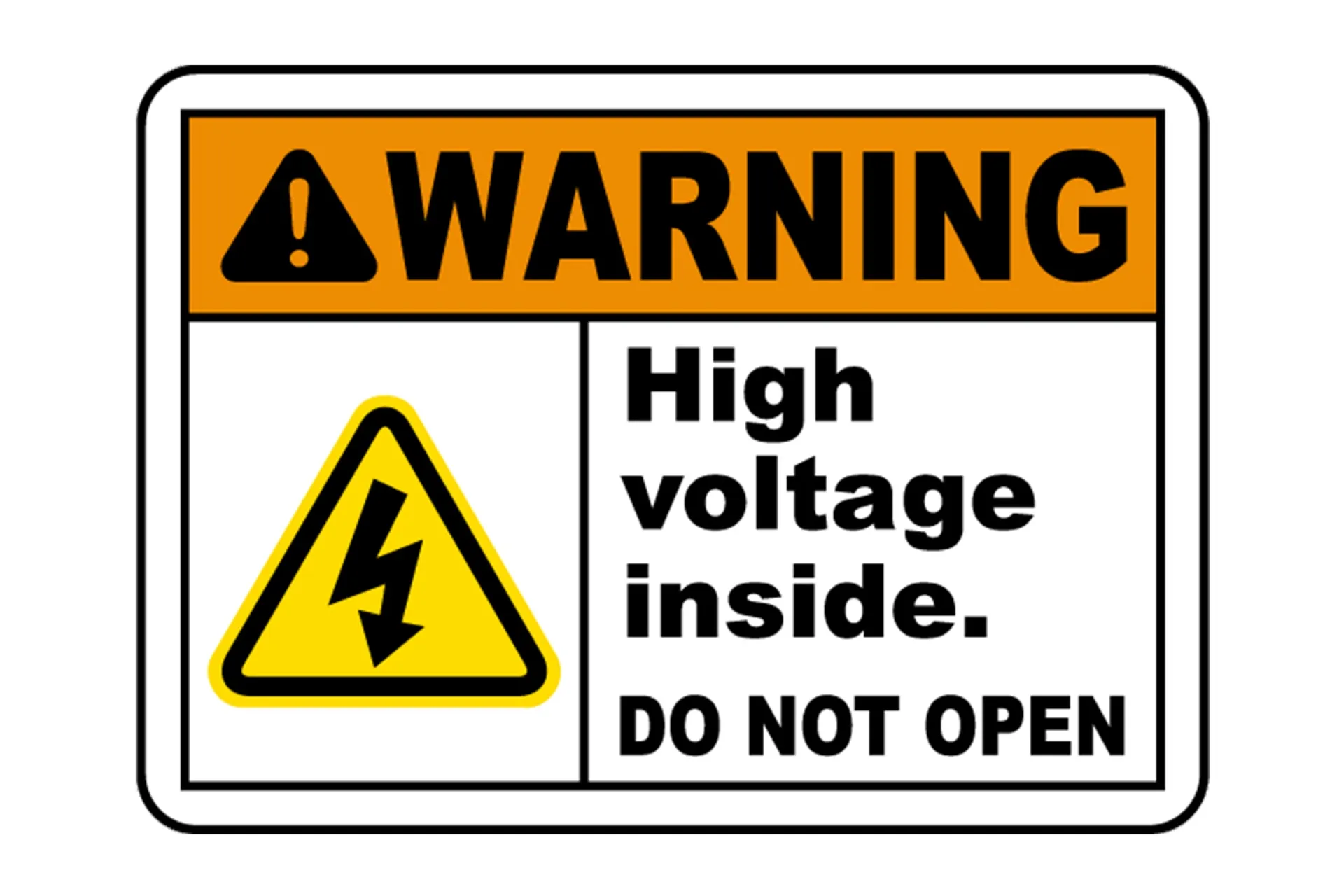 Decal,Warning,Hi Voltage Do Not Open,Ang