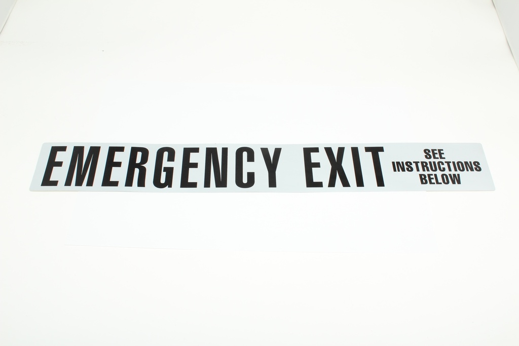 Decal "Emergency Exit Rear Em Wdo Fmvss