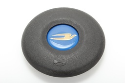 Button,Horn,Blue Background W/Gold Bir