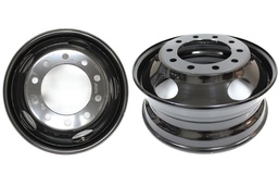 Wheel,22.5X7.5,Tubl,Hub-Pltd,Black,Accur