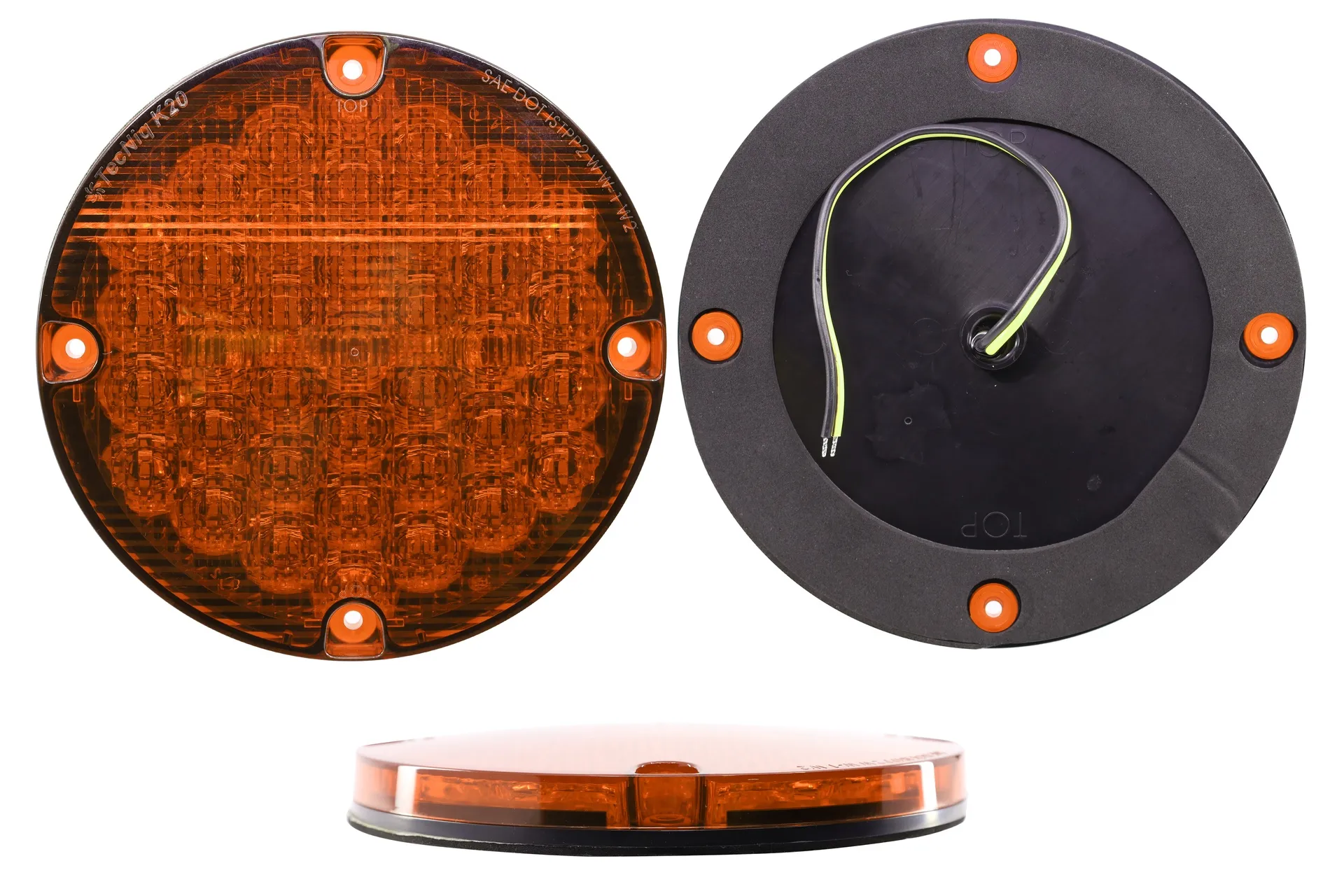 7" Round Amber Warning Light,Non Strobe